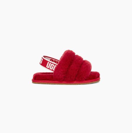 UGG Fluff Yeah Red Slides for Kids (EWUB94158)